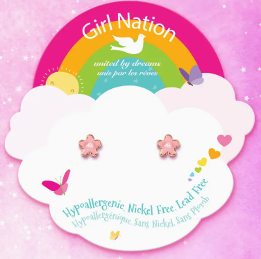 Pink Fancy Flower Cutie Stud Earrings