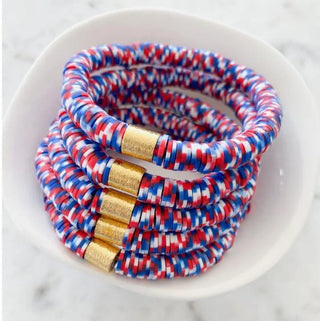 Patriotic Gold Barrel Heishi Bracelet