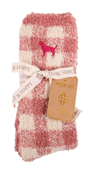 Buy plaid-pink-puppy Comfy &amp; Cozy Socks: