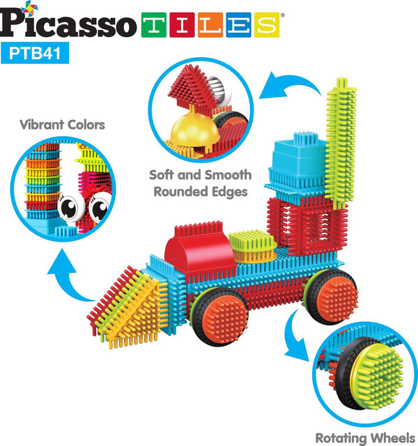 PicassoTiles 41pc Hedgehog Building Blocks with Idea Book