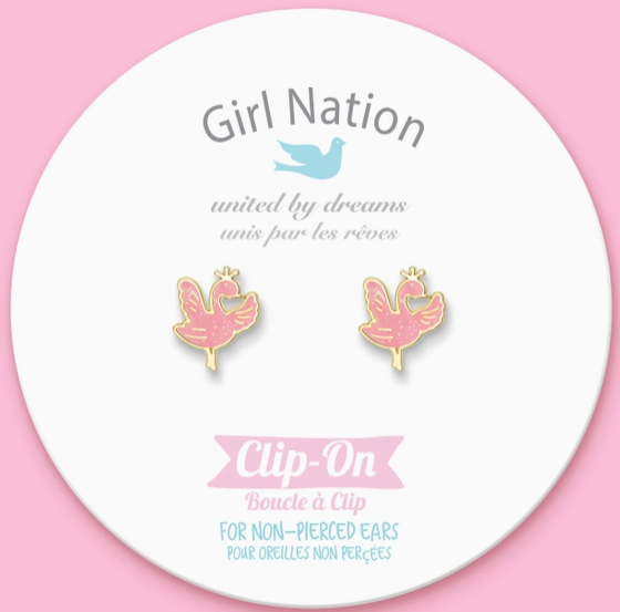 Sparkly Swan Cutie Clip On Earrings