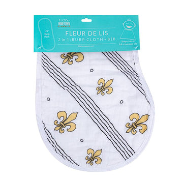 2-in-1 Burp Cloth + Bib: Fleur de lis