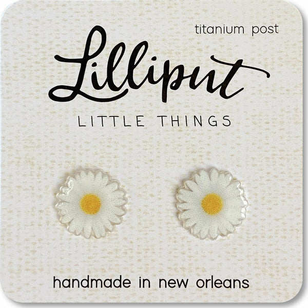 White Daisy Earrings