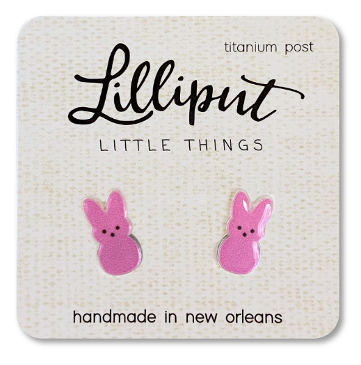 Marshmallow Bunny Earrings: Pink