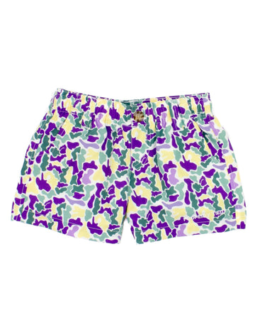 Toddler Mallard Shorts: Mardi Gras Camo