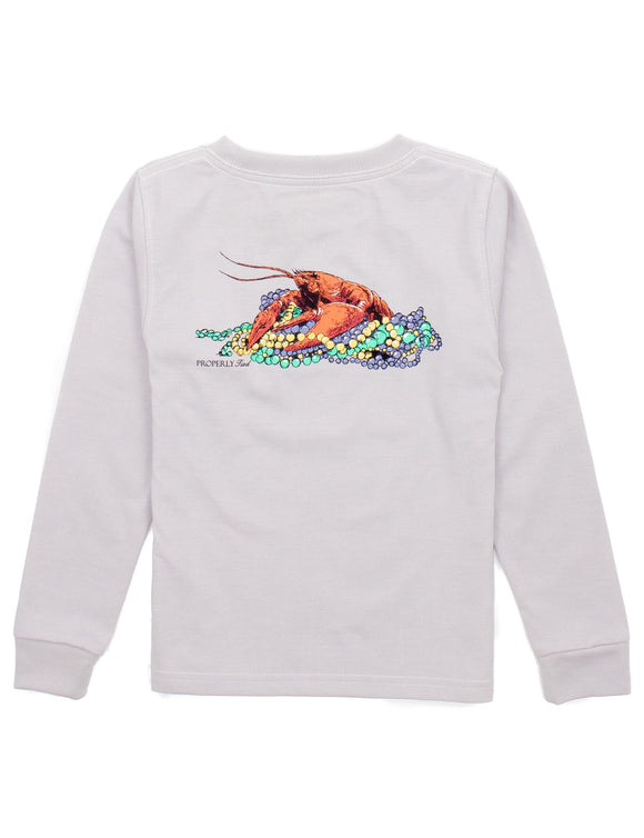 Toddler Mardi Crawfish Long Sleeve Ice Grey
