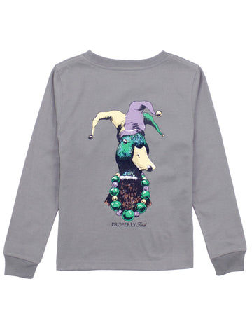 Toddler Mardi Gras Mallard Long Sleeve Battleship Grey
