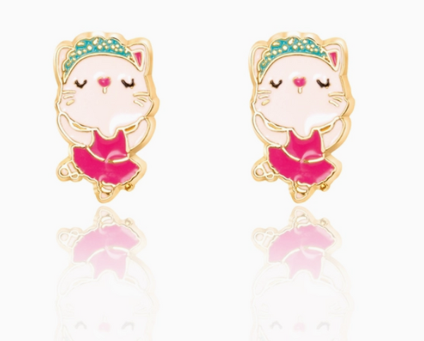 Ballerina Kitty Stud Earrings