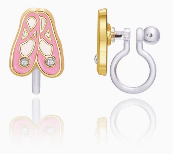 Ballet Slipper Clip On Earrings