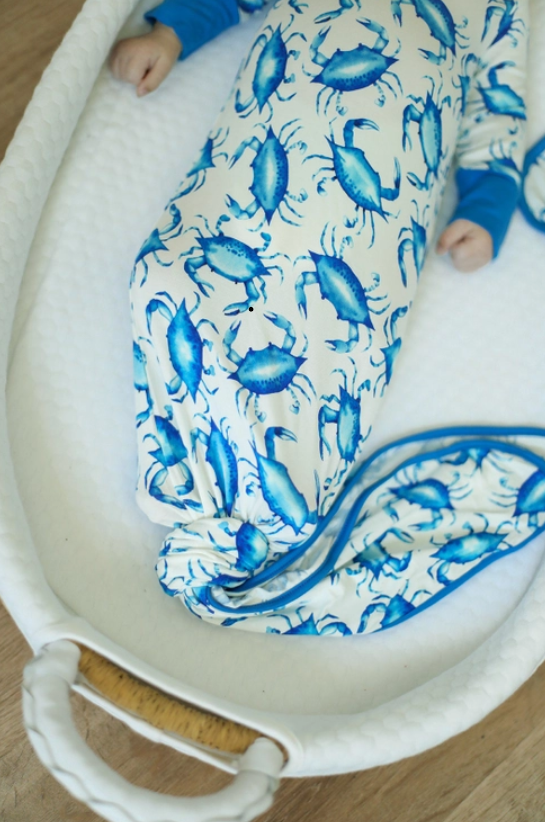 Blue Crab Bamboo Knotted Gown