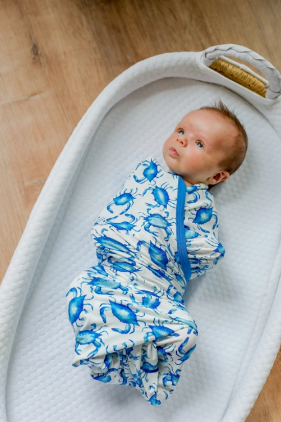 Blue Crab Bamboo Swaddle Blanket