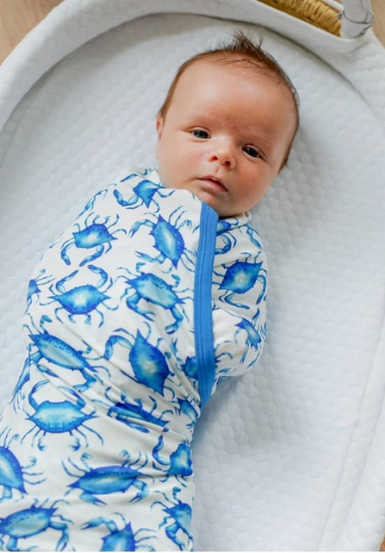 Blue Crab Bamboo Swaddle Blanket