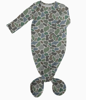 Pebble Camo Bamboo Knotted Gown (0/3M)