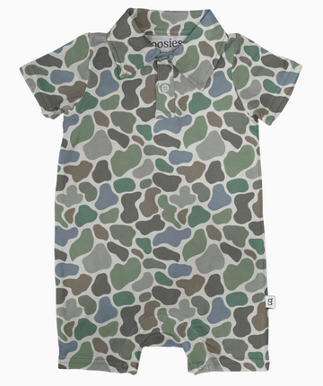 Pebble Camo Short Sleeve Bamboo Polo Romper