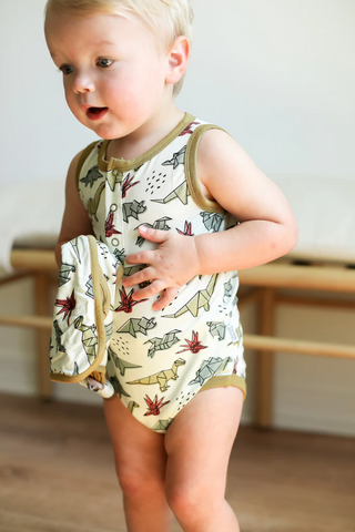 Dino Bamboo Henley Onesie: