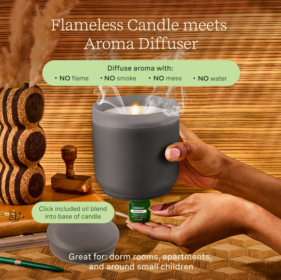 Lifelines Flameless Candle Diffuser Frosted Glass (Charcoal)