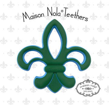 Louisiana-Theme Teether: Green Wave Fleur De Lis