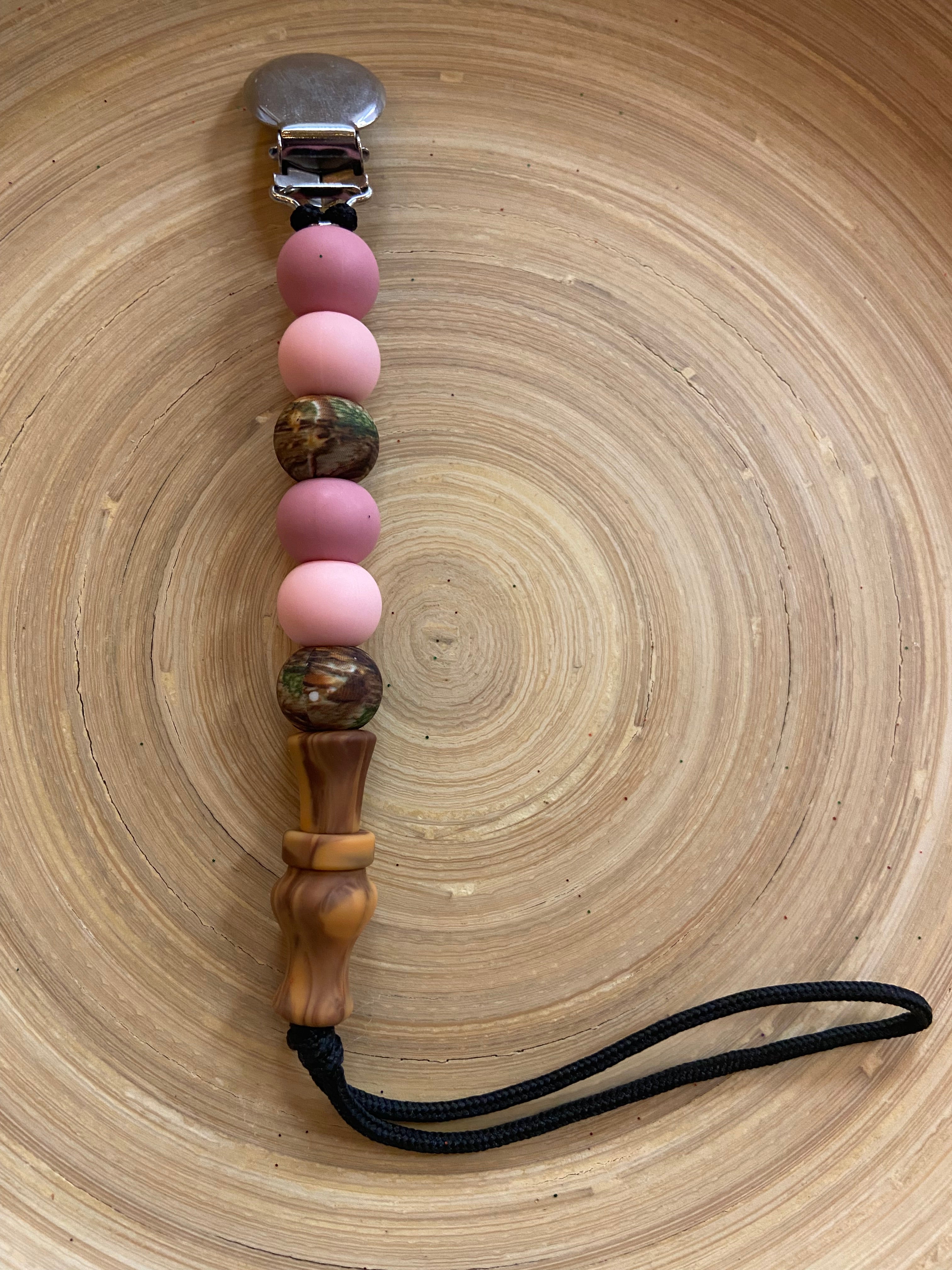 Pink Duck Call Pacifier Clip