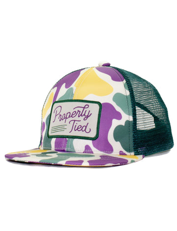 Boys Trucker Hat: Mardi Gras Camo