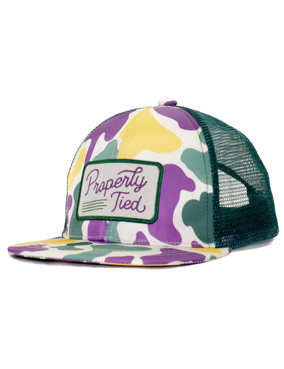 Boys Trucker Hat: Mardi Gras Camo