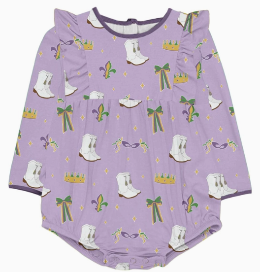 Mardi Gras Queen  Long-Sleeve Flutter Bubble Bamboo