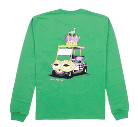 Mardi Cart Long Sleeve Green Tshirt (Adult):