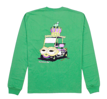 Mardi Cart Long Sleeve Green Tshirt (Adult):