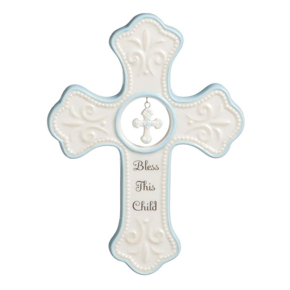 Tender Blessings Blue Hanging Cross