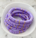 6.5" Purple Gold Disc Heishi Bracelet