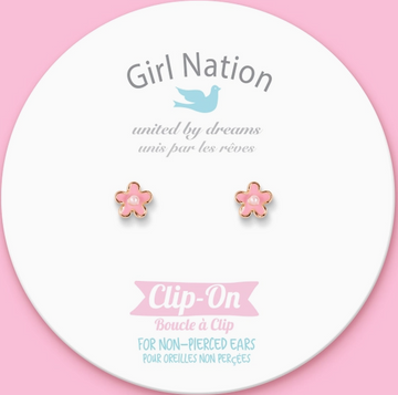Pink Fancy Flower Cutie Clip On Earrings - 0