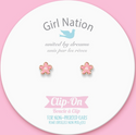 Pink Fancy Flower Cutie Clip On Earrings