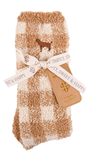 Buy plaid-tan-puppy Comfy &amp; Cozy Socks: