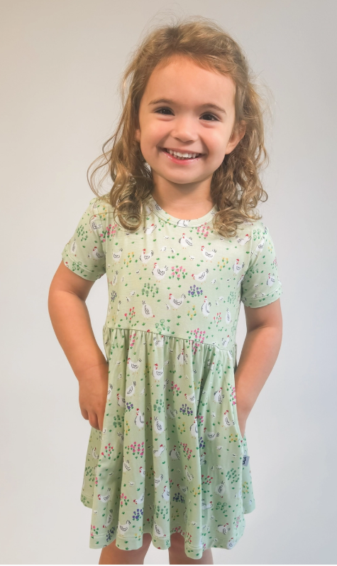 Spring Chickens Bamboo SS Pocket Dress - 0