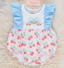 Strawberry Bow Ruffle Bubble Romper-1