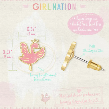 Sparkly Swan Cutie Stud Earrings