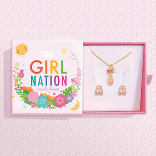 Sweet Petite Necklace & Studs Gift Set: Ballet Shoe