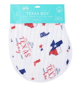 2-in-1 Burp Cloth + Bib: Texas Boy