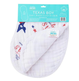 2-in-1 Burp Cloth + Bib: Texas Boy