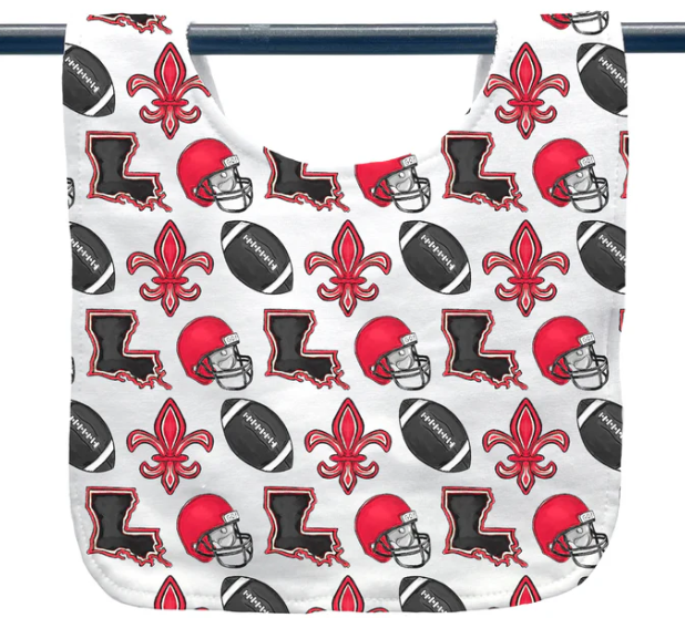 Black & Red Louisiana Football Baby Bib