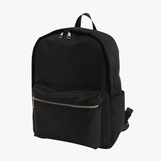 Solid Nylon Backpack: Black