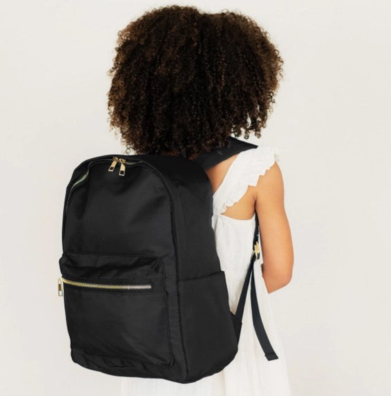 Solid Nylon Backpack: Black
