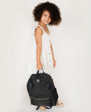 Solid Nylon Backpack: Black-3