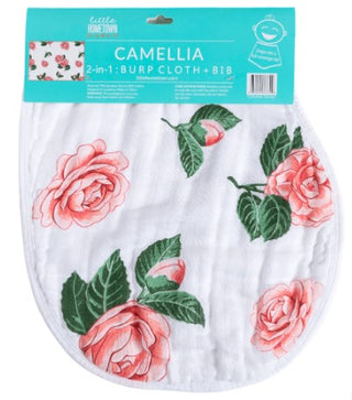 2-in-1 Burp Cloth + Bib: Camellia