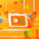 Air Toobz Evo orange and white fan unit with clear tubes and colorful foam balls