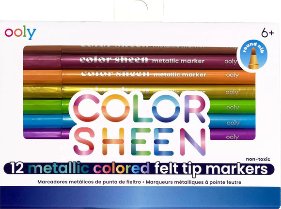 Color Sheen Metallic Colored Felt Tip Markers - Set of 12