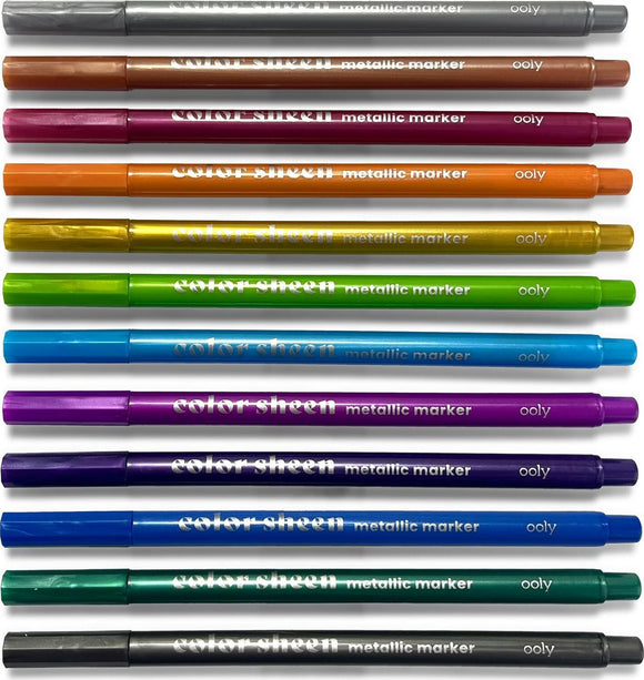Color Sheen Metallic Colored Felt Tip Markers - Set of 12