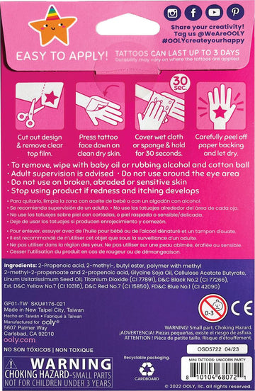 Mini Temporary Tattoos - Unicorn Party