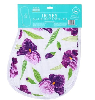 2-in-1 Burp Cloth + Bib: Irises