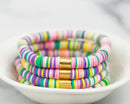 Pastel Multi Gold Barrel Heishi Bracelet (6.5")-1