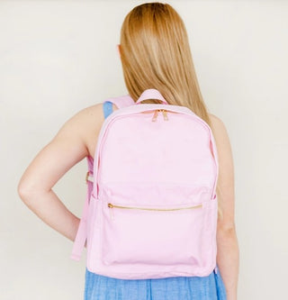 Solid Nylon Backpack: Pink